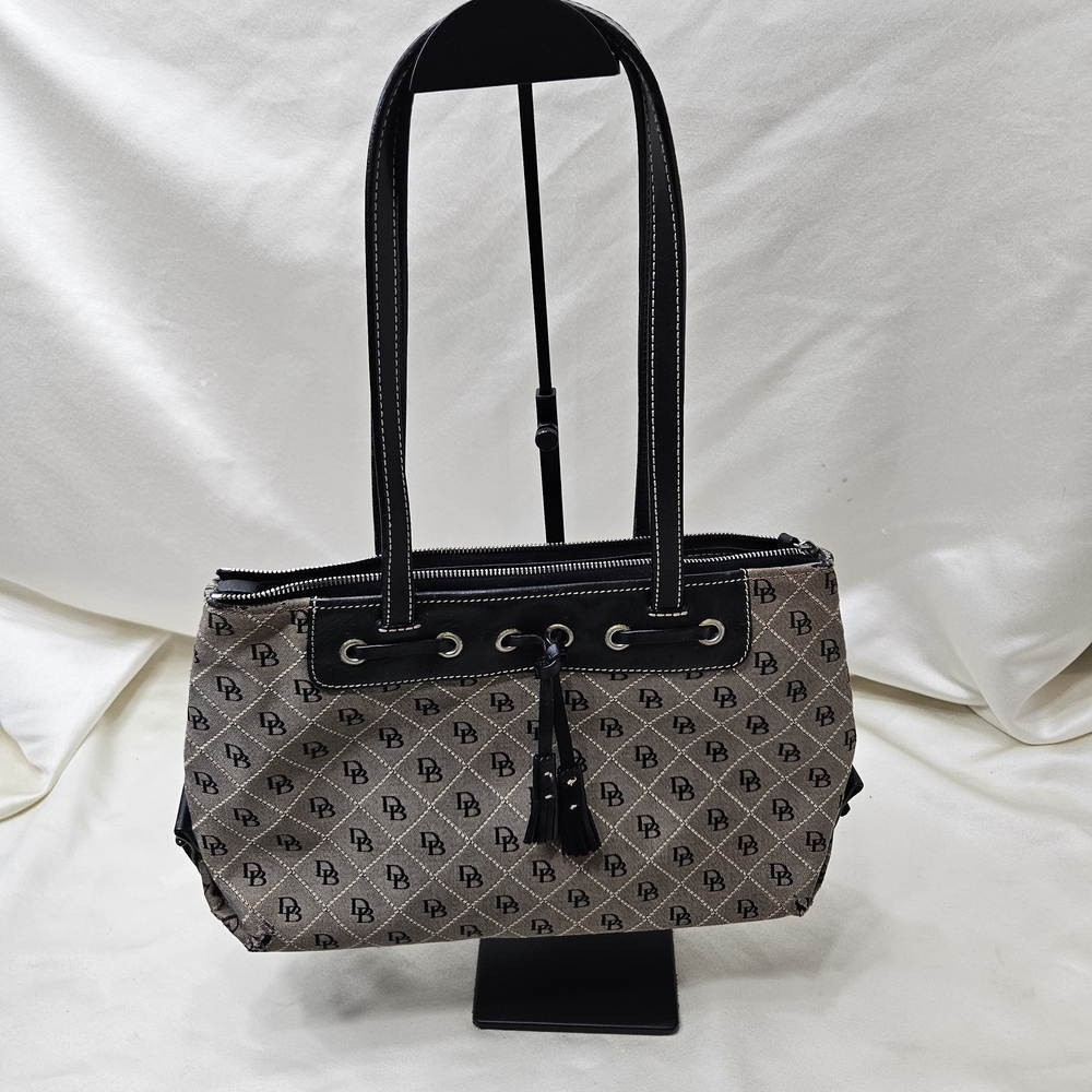 Dooney & Bourke Black and Tan Monogram Shoulder Bag
